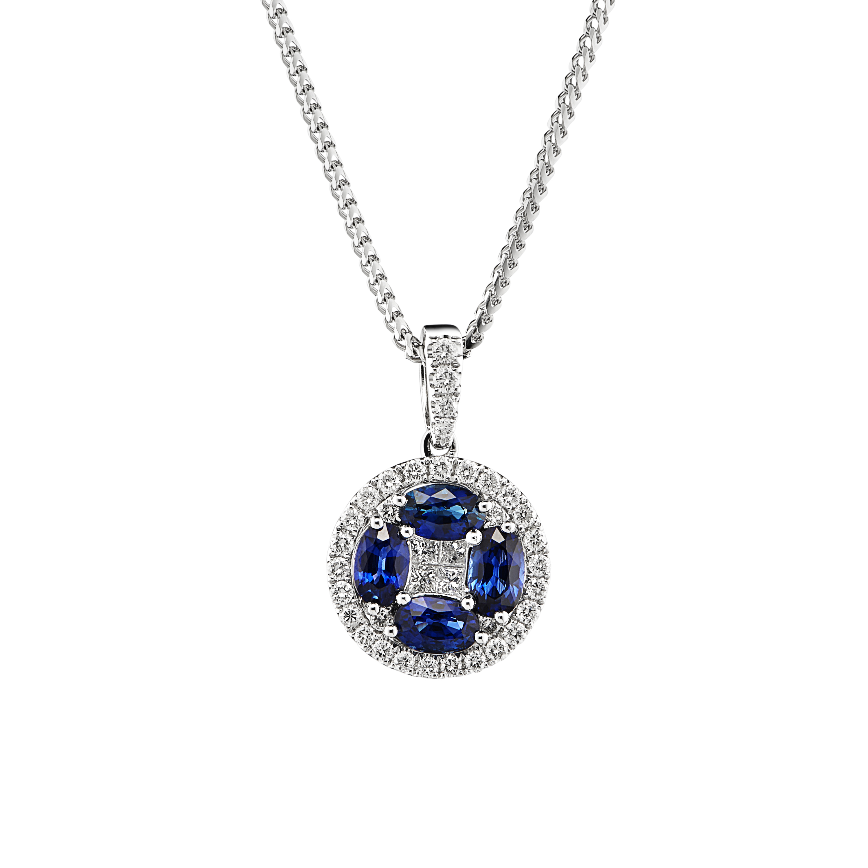 18ct Sapphire and Diamond Circular Pendant