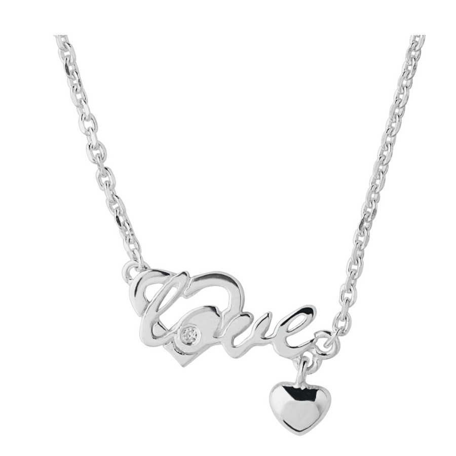 Links Of London Silver Diamond Love Heart Necklace