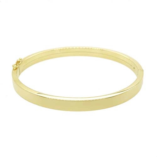 9ct Yellow Gold Flat Bangle With Hinged Clasp Fitting