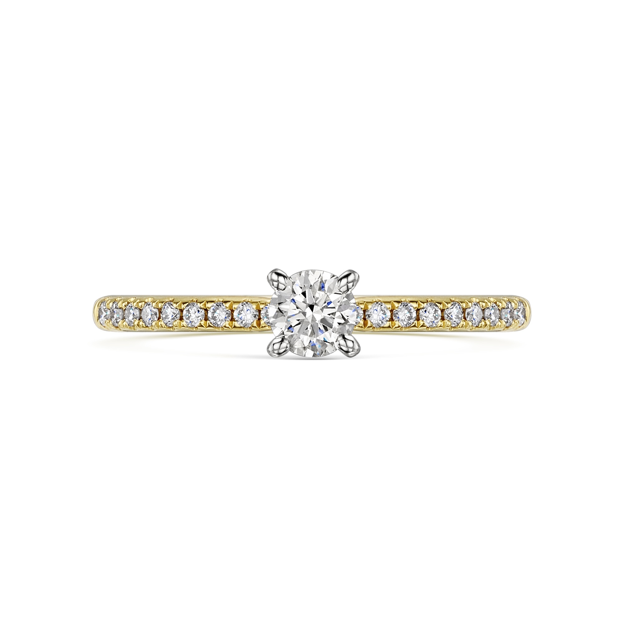 0.23ct Brilliant Cut 18ct Gold Ring With Diamond Set Shoulders