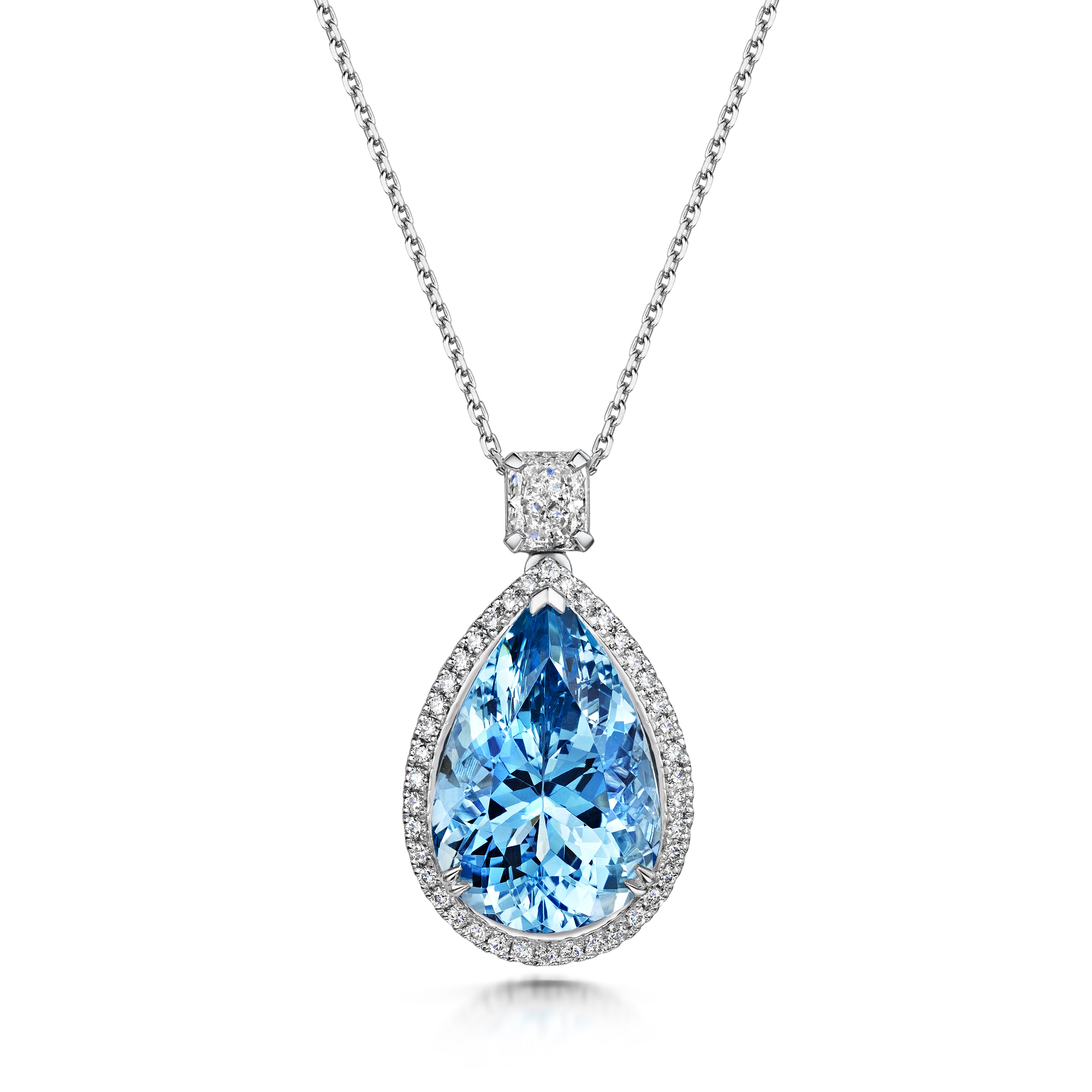10.19ct Aquamarine and Diamond Pendant Set In Platinum - Charles Nobel