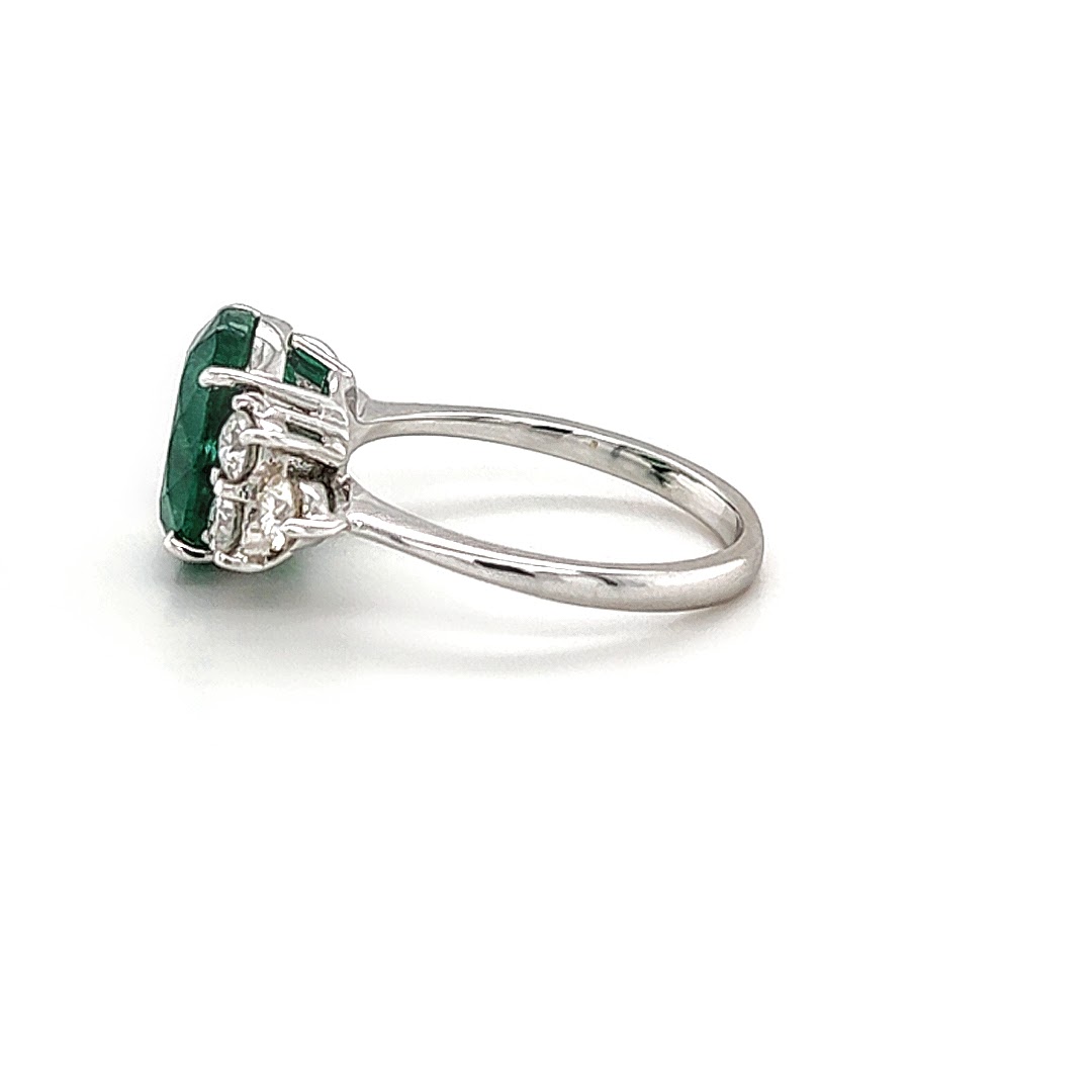 18ct White Gold 3.46ct Emerald and Diamond Ring | Charles Nobel